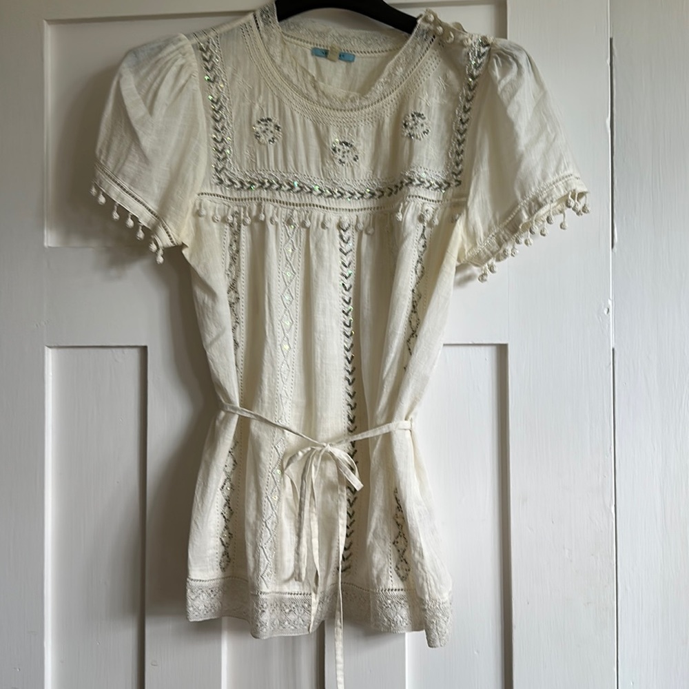 Leifnotes Anthropologie beaded blouse size 8